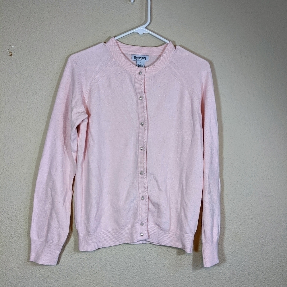 Pink & Pearl Cardigan Crewneck Sweater by Hampshire Studio - Picture 3 of 5